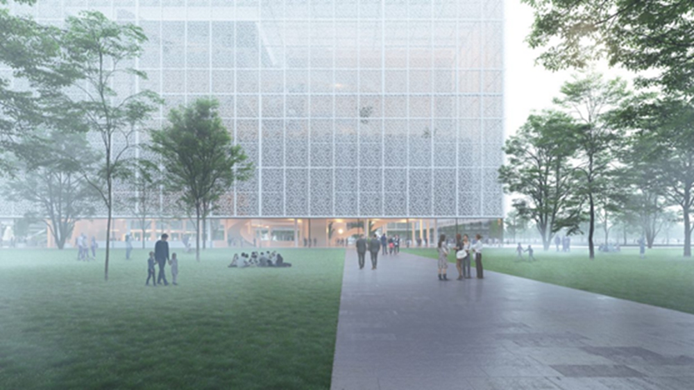 透明立面的深圳展览馆