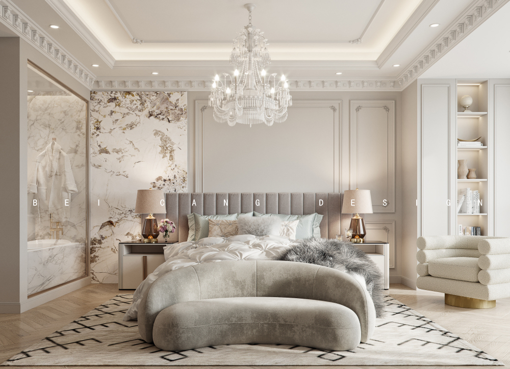 御香山叠拼法式主卧室效果图