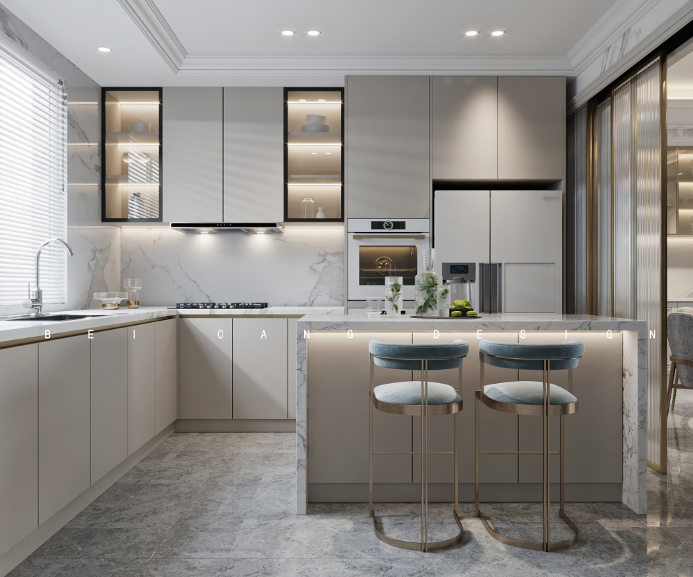 御香山叠拼法式厨房效果图