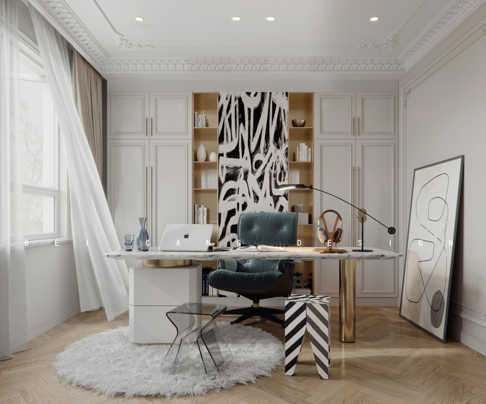 御香山叠拼法式书房效果图