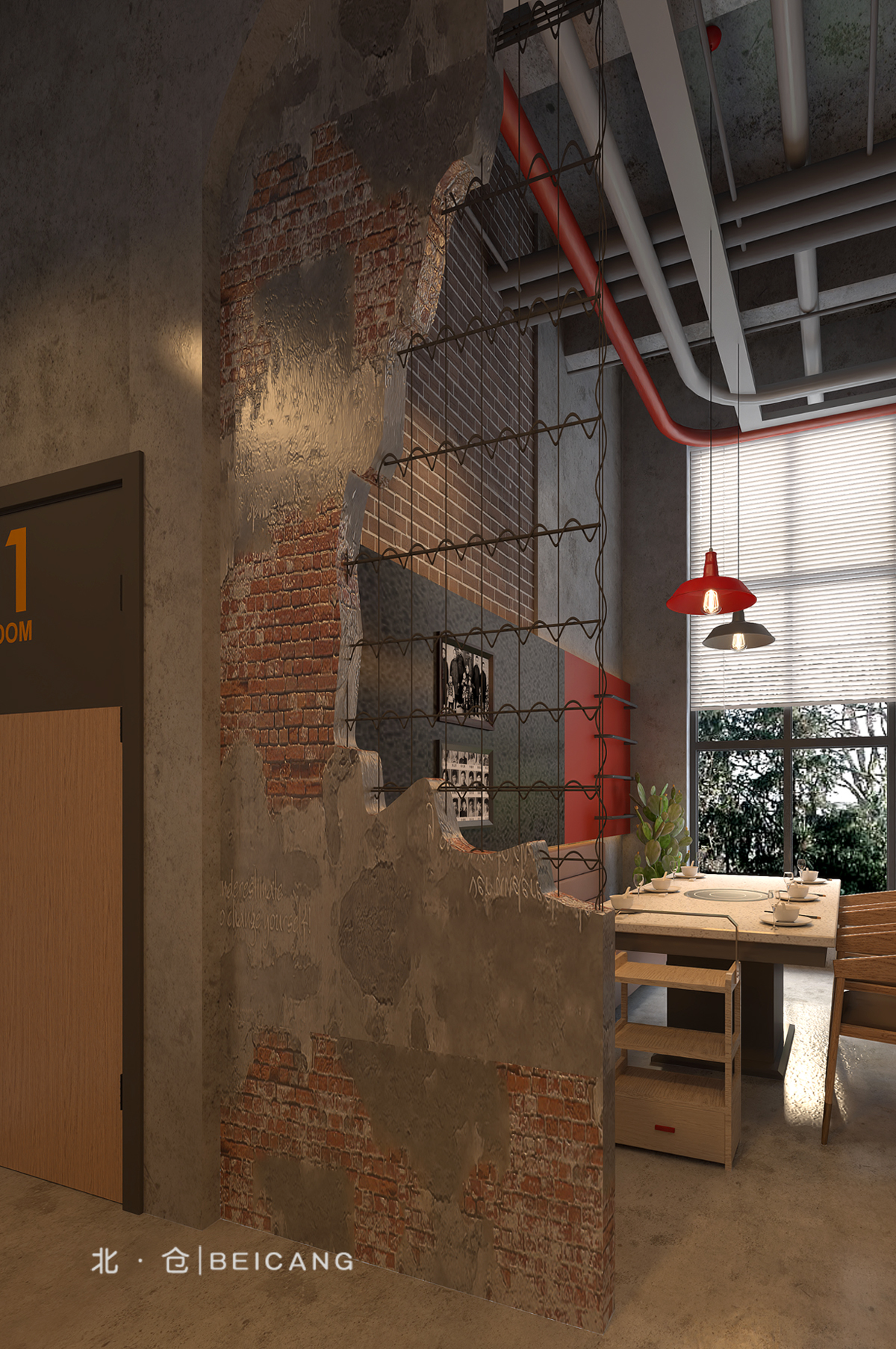 火锅店过道效果图