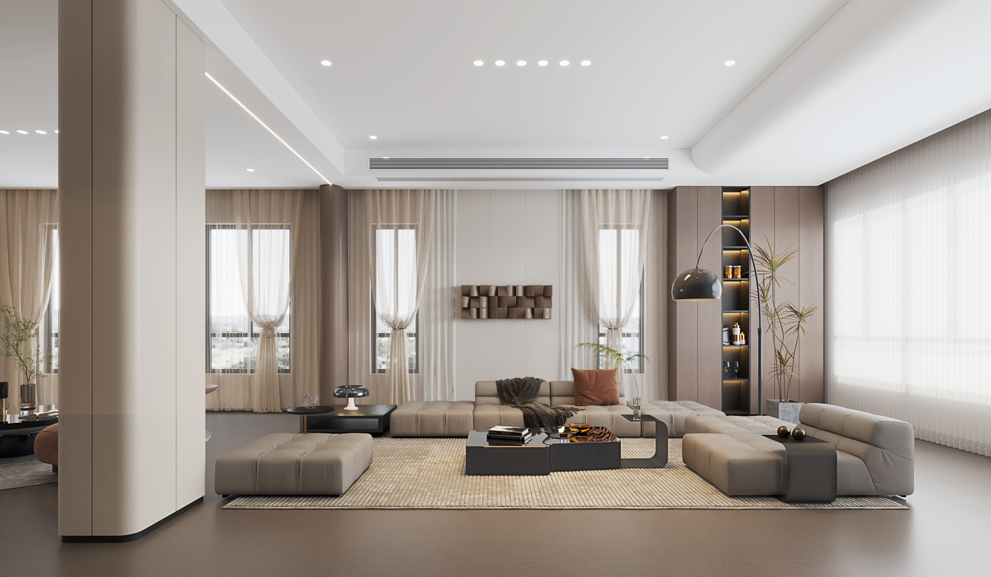 现代别墅客厅设计施工