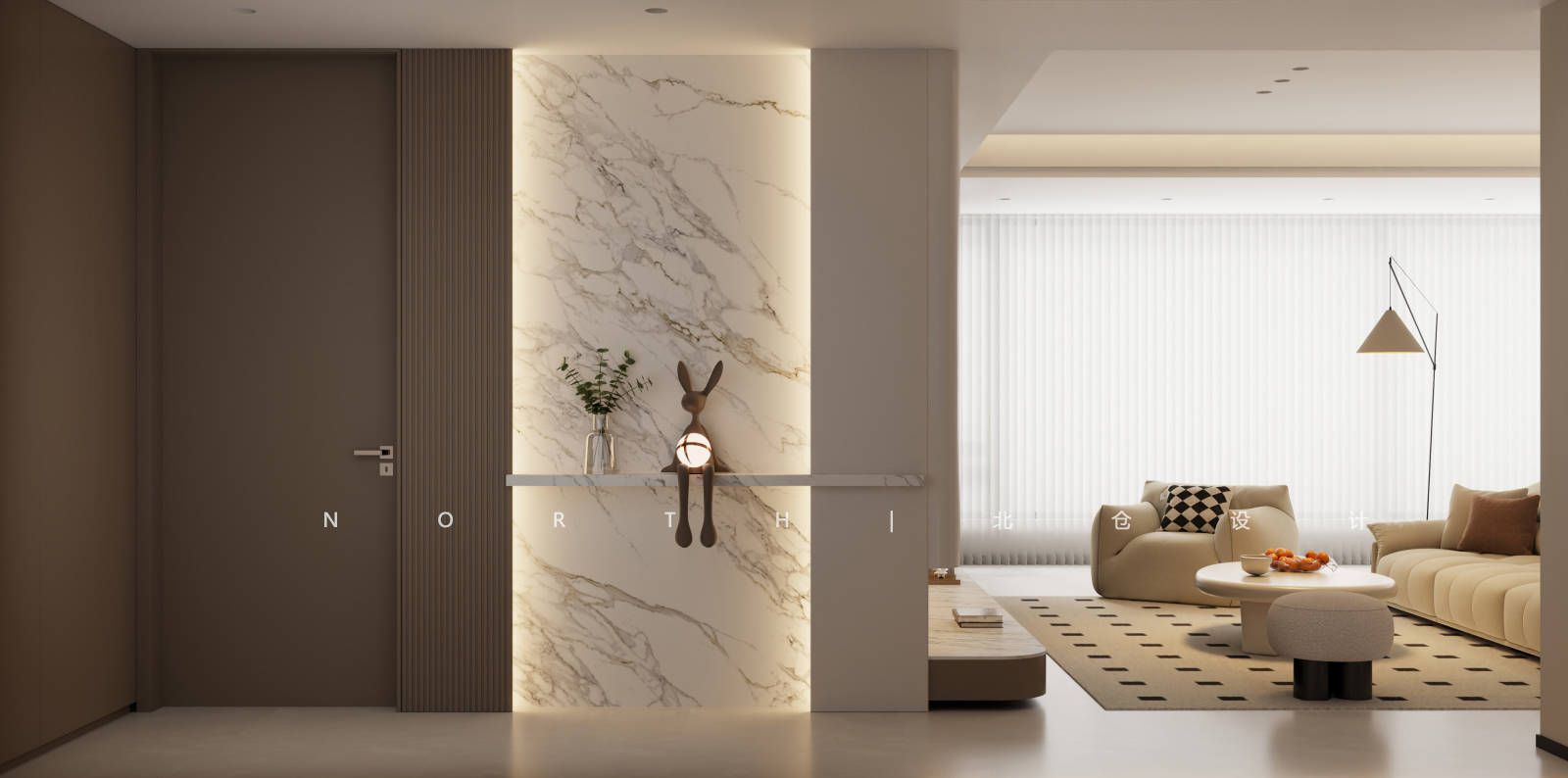 淮南山水墅玄关背景墙设计